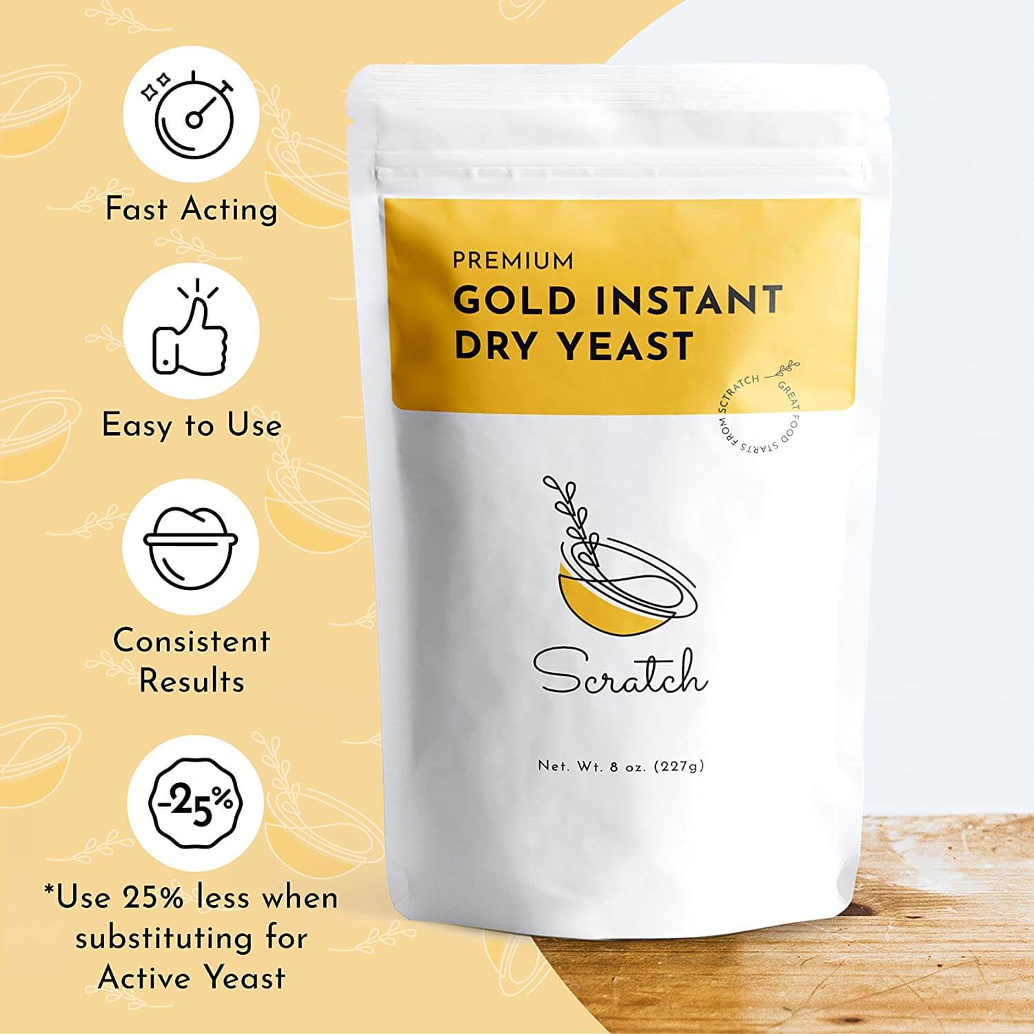 Scratch Gold Instant Rapid-Rise Dry Yeast - 8 oz - Baking Properties