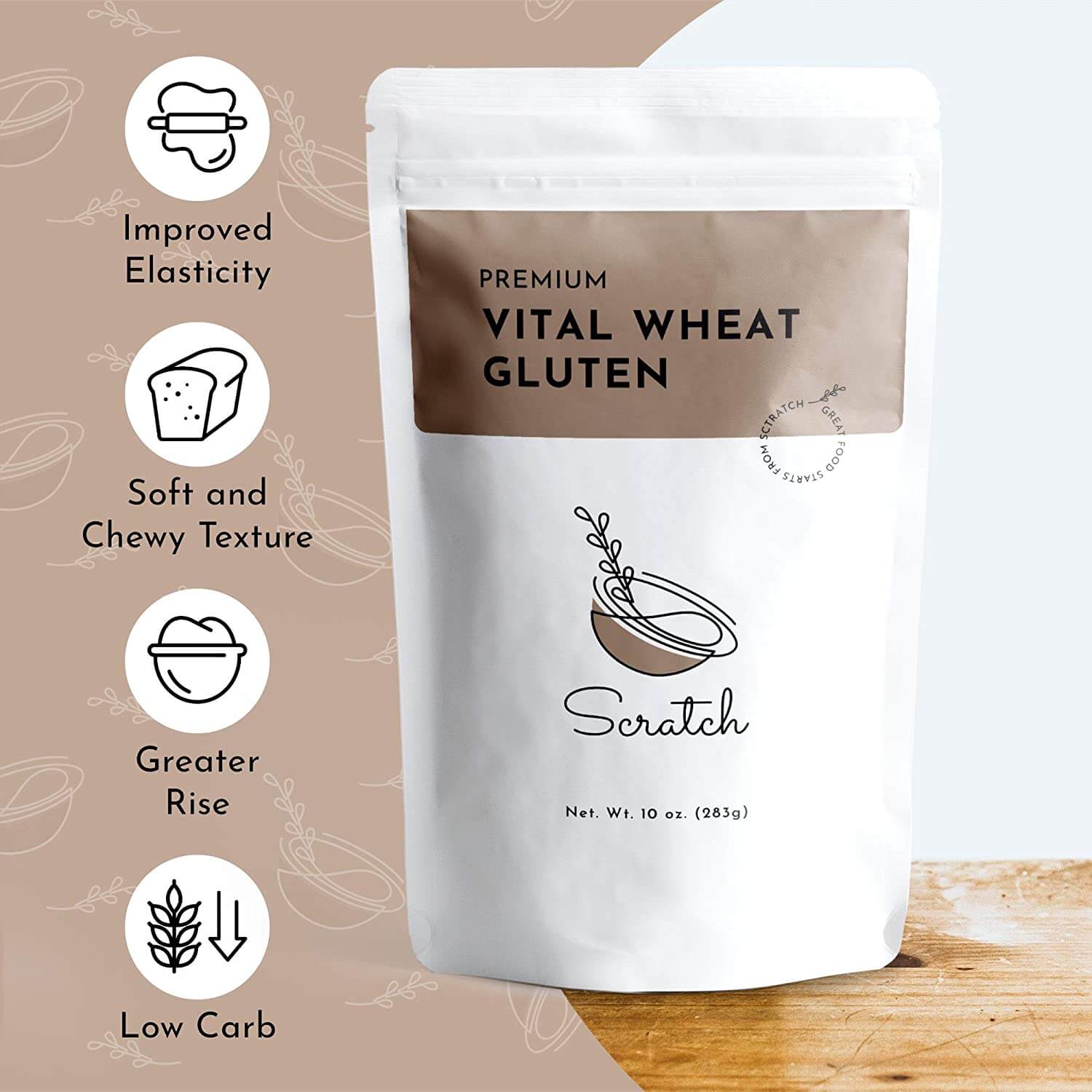  Scratch Premium Vital Wheat Gluten - 10 oz - Baking Properties