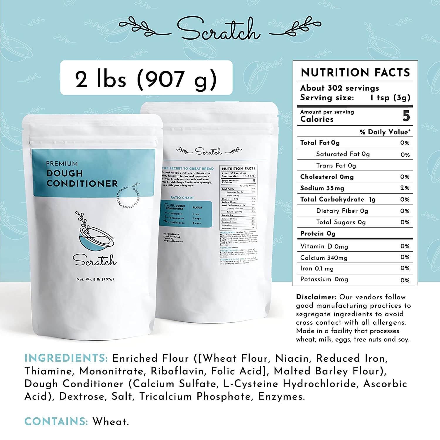 Scratch Premium Dough Conditioner - 2 lbs - Nutritional Facts