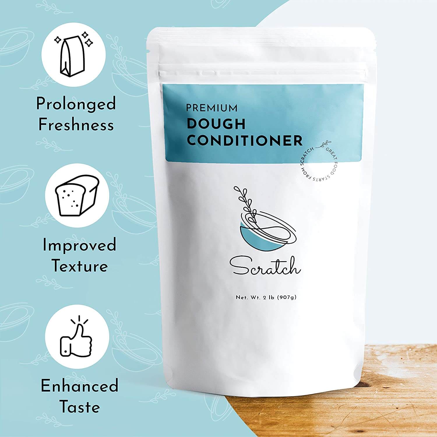 Scratch Premium Dough Conditioner - 2 lb All Grain Bread Improver for Making Dough - Dough Enhancer for Bread to Improve Texture and Longer Lasting