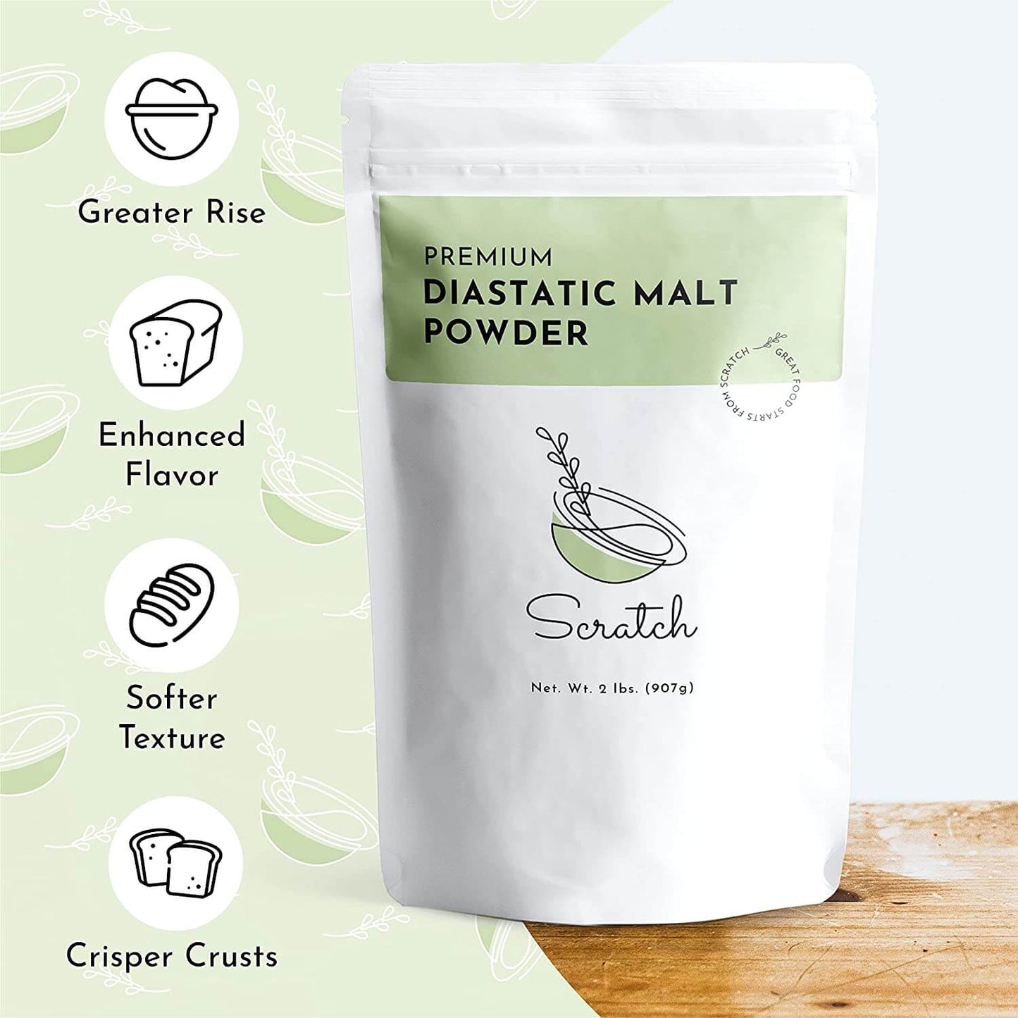 Scratch Diastatic Malt Powder for Baking - 2 lbs - Baking Properties
