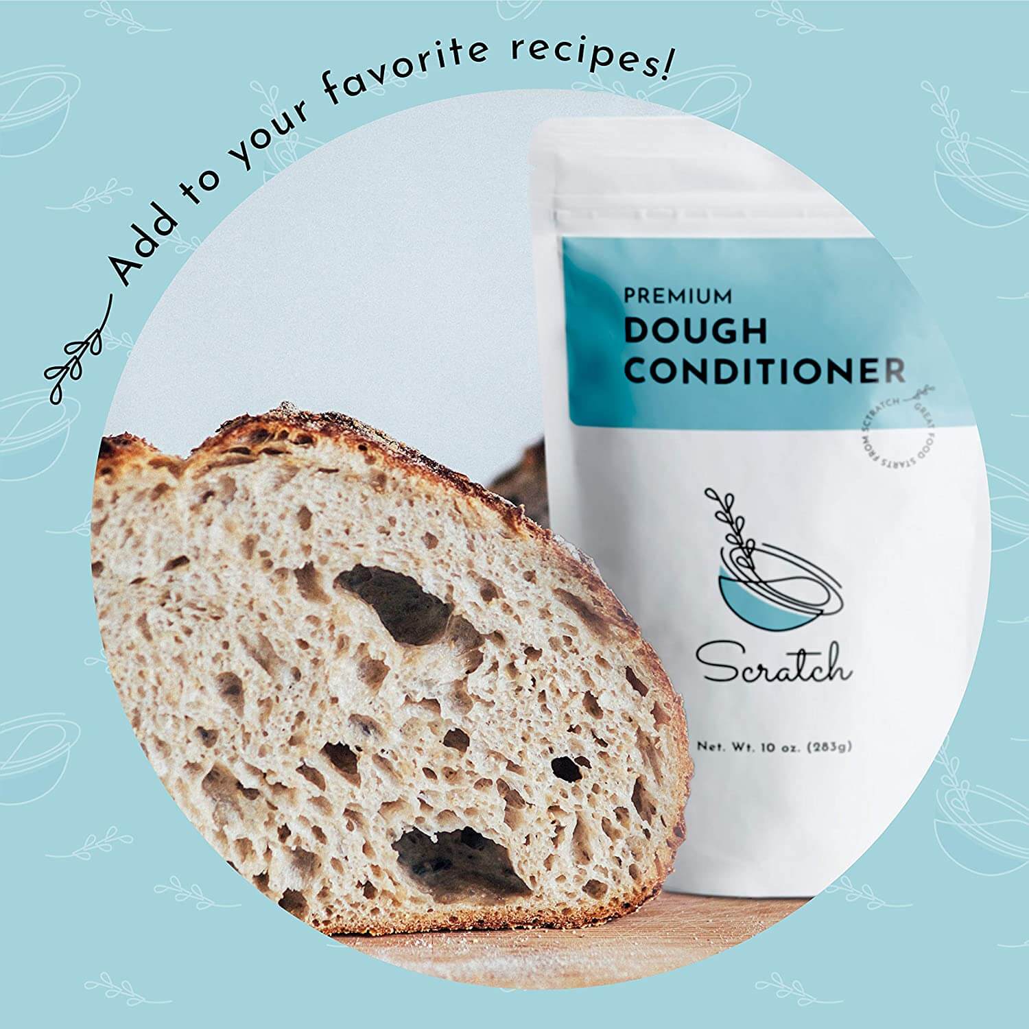 Scratch Premium Dough Conditioner - 10 oz All Grain Bread Improver for Making Dough - Dough Enhancer for Bread to Improve Texture and Longer Lasting